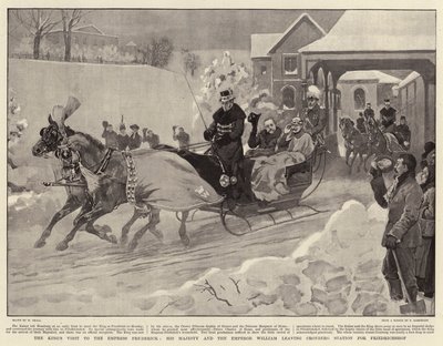 Kongens besøg hos kejserinde Frederik, Hans Majestæt og kejseren William Cronberg Station for Friedrichshof af William Small