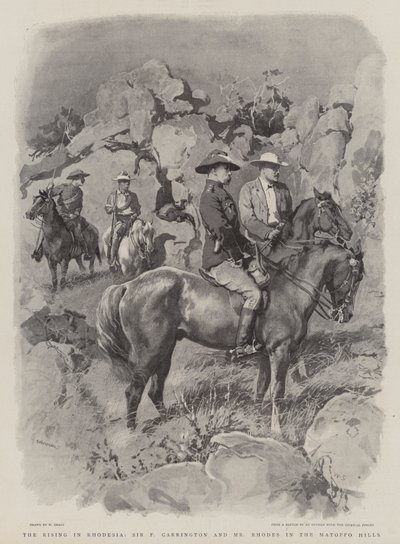 The Rising in Rhodesia, Sir F Carrington og Mr Rhodes i Matoppo Hills af William Small
