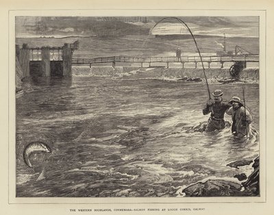 Det vestlige højland, Connemara, laksefiskeri ved Lough Corrib, Galway af William Small