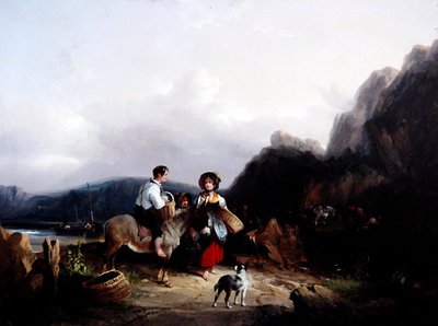 Kystlandskab (olie på lærred) af William Snr. Shayer