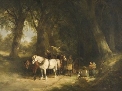 Trævognen (olie på lærred) af William Snr. Shayer