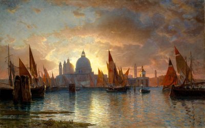 Santa Maria della Salute, solnedgang, 1870-85. af William Stanley Haseltine