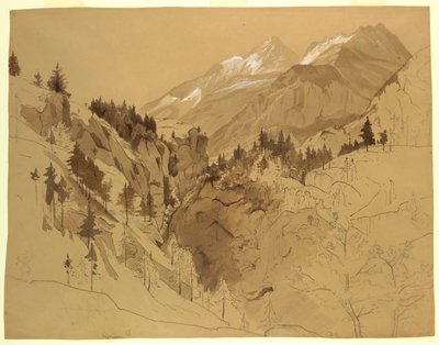 Studie af landskab, Meiringen, Schweiz af William Stanley Haseltine