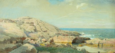 Maine -kysten ved solnedgang (blandede medier på papir) af William Stanley Haseltine