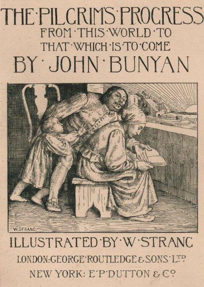 Bunyans kone læser Bibelen for ham, c1916. af William Strang
