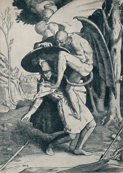Christian Fighting Apollyon, 1895, 1923 af William Strang