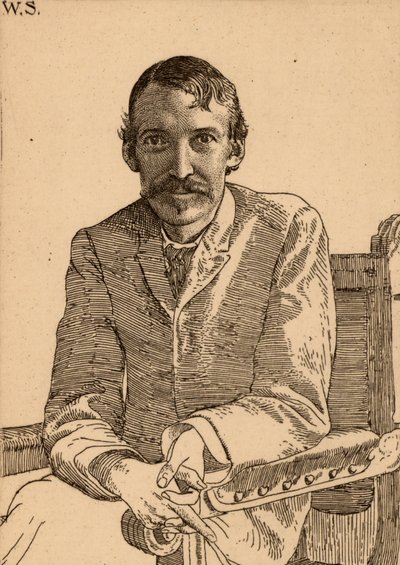 "Robert Louis Balfour Stevenson (1850-1894) skotsk forfatter af William Strang