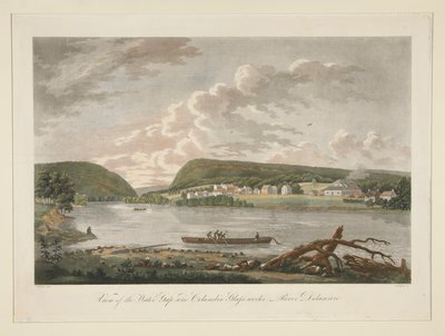 Udsigt over Water Gap og Columbian Glassworks, River Delaware af William Strickland