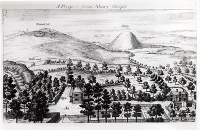 Udsigt fra Avebury-tårnet i Silbury Hill, illustration fra 
