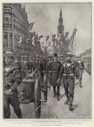 Flådeafdelingen i spidsen for processionen i Stranden af William T. Maud