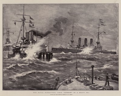 Sømanøvrerne, H M S Benbow in a Heavy Sea af William T. Maud