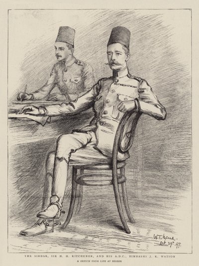 Sirdaren, Sir H H Kitchener, og hans ADC, Bimbashi JK Watson af William T. Maud