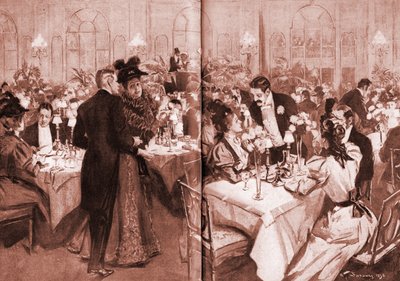 Medlemmer af det høje samfund på Waldorf Hotel af William Thomas Smedley