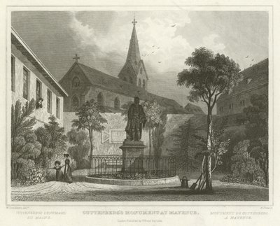 Guttenbergs monument i Mayence af William Tombleson