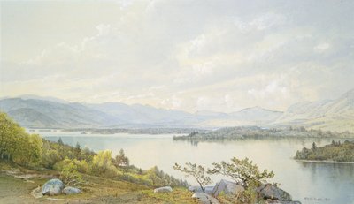 Squam Lake og Sandwich Mountains af William Trost Richards