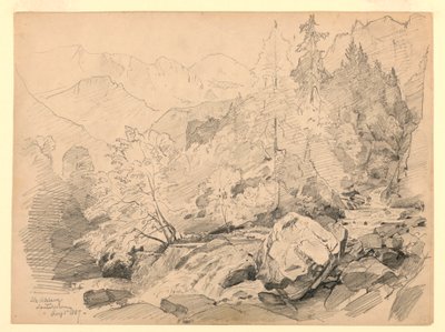 Landskab, Stechelberg, Lauterbrunnen, Schweiz af William Trost Richards