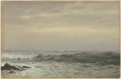 Klipper og brydende bølger af William Trost Richards