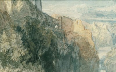 Katz Slot med udsigt over Rheinfels Slot af Joseph Mallord William Turner