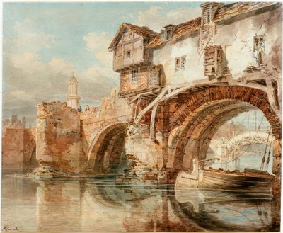 Die Old Welsh Bridge i Shrewsbury af Joseph Mallord William Turner