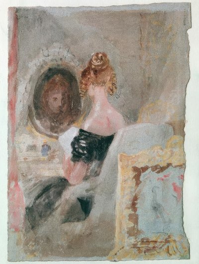 Interiør på Petworth House: kvinde foran spejlet af Joseph Mallord William Turner