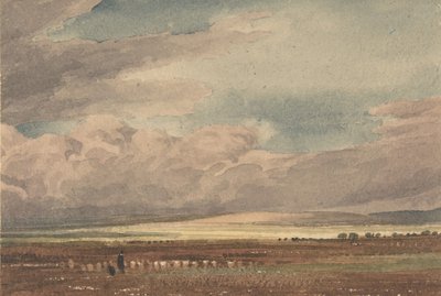 Salisbury Plain med Old Sarum in the Distance, Wiltshire, 1810-62. af Joseph Mallord William Turner