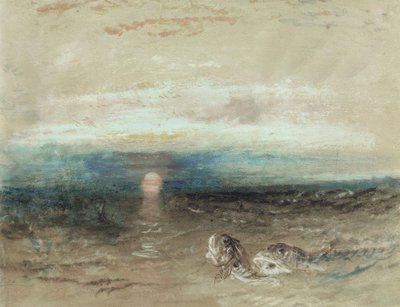 Solnedgang over havet med gurner af Joseph Mallord William Turner