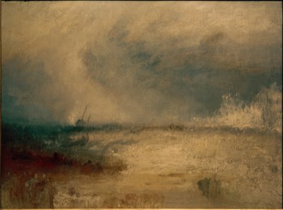 Bølger bryder på en kyst af Joseph Mallord William Turner