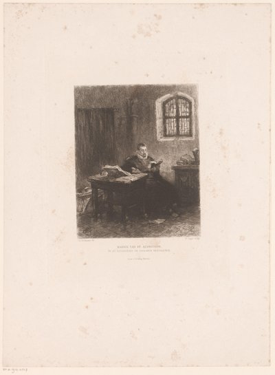 Philip van Marnix van Sint-Aldegonde i fængsel Marnix van St. Aldegonde, oversætter salmerne i fængslet (titel på objekt) af William Unger