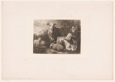 Hyrde og hyrde med husdyr af William Unger