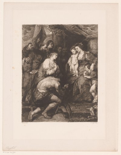 Maria og barn tilbedt af helgener af William Unger