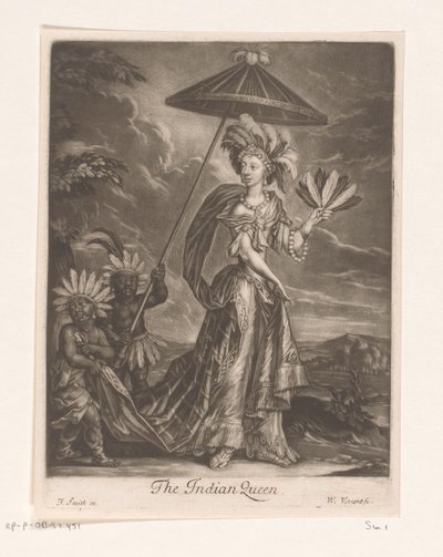 Portræt af Anne Bracegirdle som dronning Den indiske dronning (titel på objekt) af William Vincent