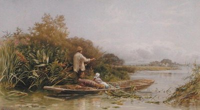 Ålefangere på Themsen, ca. 1870 (akvarel på papir) af William W. Gosling