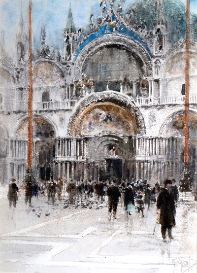 Verandaen, Markuskirken i Venedig (akvarel) af William Walcot