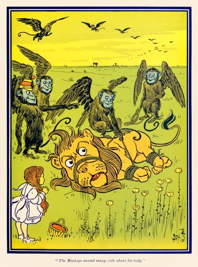 Aberne viklede mange spoler rundt om hans krop. fra The Wonderful Wizard of Oz af L. Frank Baum af William Wallace Denslow