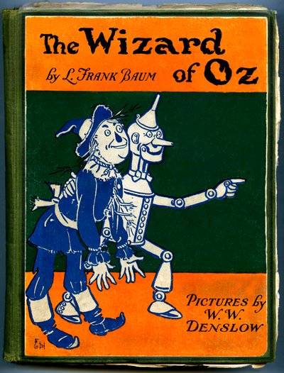 The Wonderful Wizard of Oz - The Wizard of Oz: omslag til en gammel udgave (mellem 1905 og 1920) illustreret af Denslow, William Wallace (1856-1915) af Frank Baums bog (1856-1919) - fugleskræmselen og skovmanden i tin - privat samling - af William Wallace Denslow