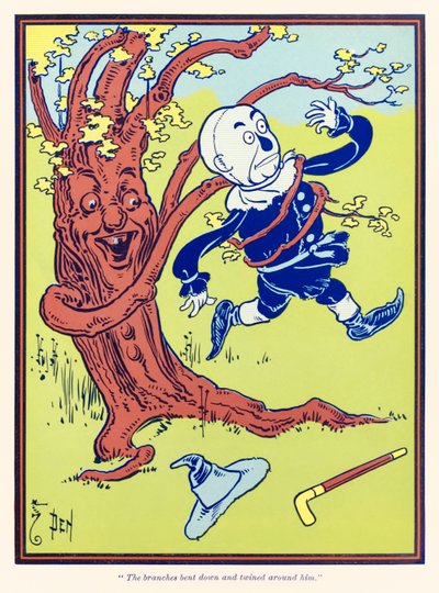 Grenene bøjede sig ned og snoede sig om ham. fra The Wonderful Wizard of Oz af L. Frank Baum af William Wallace Denslow