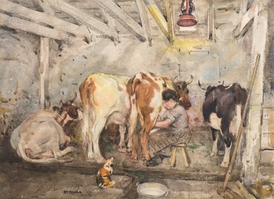 Kalve (akvarel) af William Walls