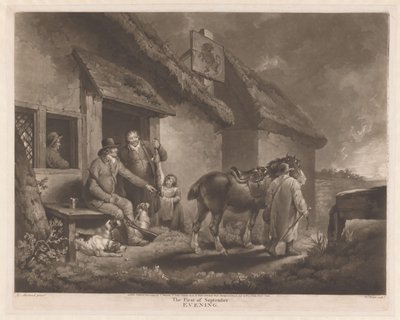 Jægere og jagthunde med deres bytte på en kro Den første september, aften (titel på objekt) af William Ward