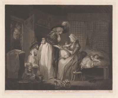 Mor besøger sit barn Et besøg hos barnet hos sygeplejerske (titel på objekt) af William Ward