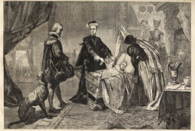 Queen Mary forlader Stirling Castle - Marie Stuart (Marie I af Skotland) foran sin søns vugge (Jacques Stuart, Jacques VI og I) af William Ward