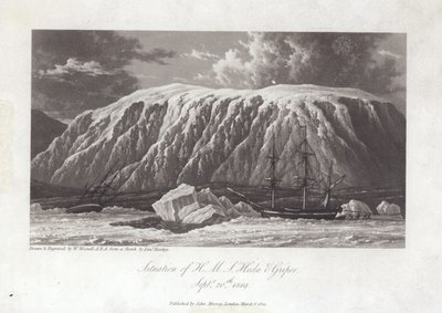 Situationen for H.M.S Hecla og Griper af William Westall