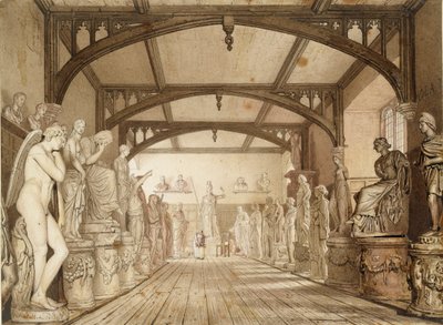 Skulpturgalleriet i Examination Schools, Oxford, 1813 af William Westall
