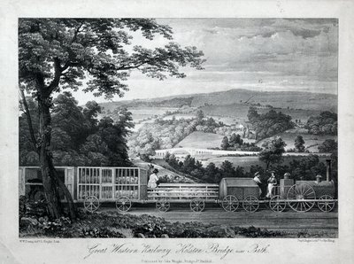 Great Western Railway, Kelston Bridge lähellä Bathia, n. 1835-40 (litho paperilla) af William Weston Young