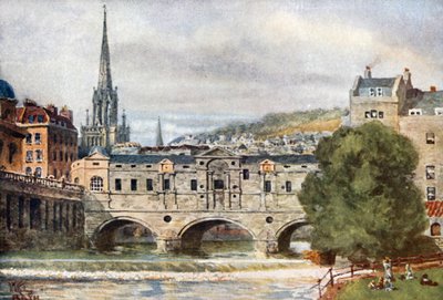 Bath, Pulteney Bridge (farve litho) af William Wiehe Collins