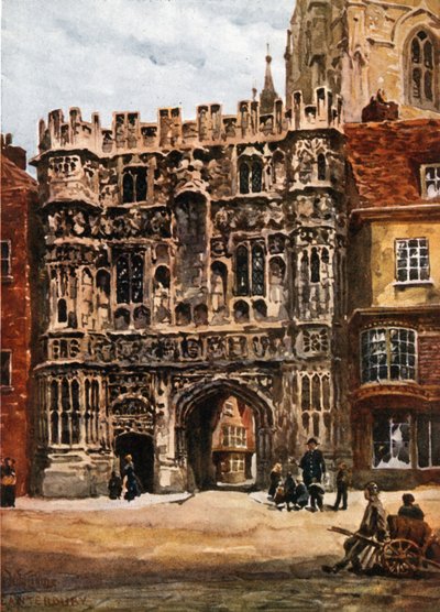 Canterbury, Christchurch Gateway (farve litho) af William Wiehe Collins