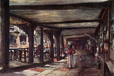 Chester, the Rows (farve litho) af William Wiehe Collins