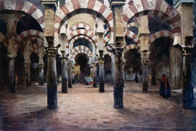 Cordoba, indre af Mesquita (farve litho) af William Wiehe Collins