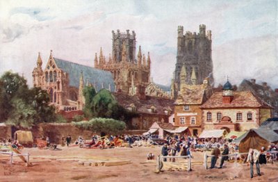 Ely, markedspladsen (farve litho) af William Wiehe Collins