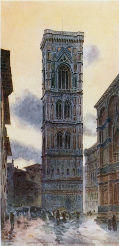 Firenze. Campanile (farve litho) af William Wiehe Collins