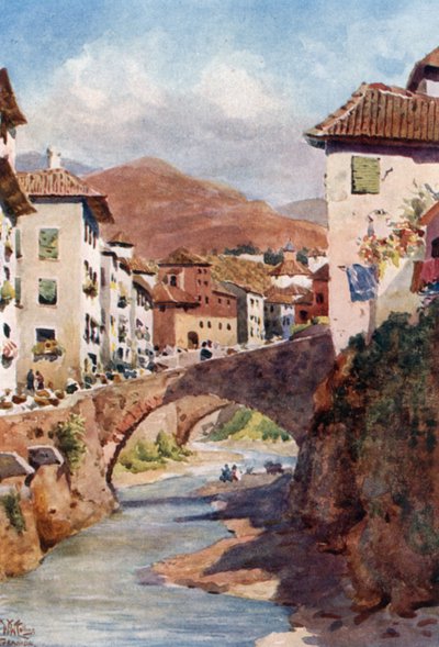 Granada, Calle del Darro (farve litho) af William Wiehe Collins